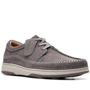 Clarks Nature 5 Men's 11.5 Tie Grey Suede Leather Loafer Sneaker Sporty Outdoor